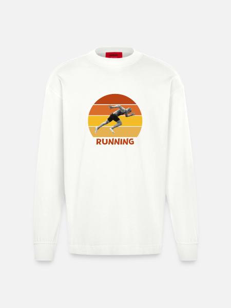 running, running, sprinting - Heavyweight Oversized Organic Longsleeve Shirt Made in EU - OFF WHITE