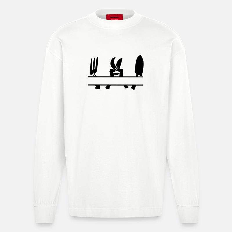 Bannière de texte de l’outil jardinier - Manches longues bio épais oversize fabriqué en UE - OFF WHITE