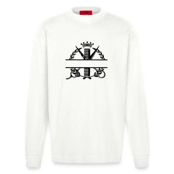 Couronne de laurier et logo de la couronne du coiffeur - Manches longues bio épais oversize fabriqué en UE - OFF WHITE - Devant