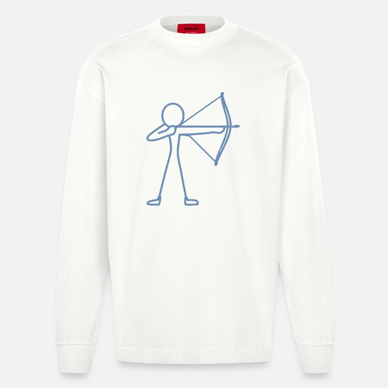 Strichmännchen Bogen Bogenschießen Bogenschütze - Heavyweight Oversized Organic Langarmshirt Made in EU - OFF WHITE