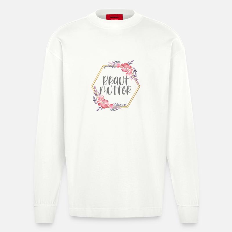 Brautmutter Verlobung Boho Team Bride Geschenk - Heavyweight Oversized Organic Langarmshirt Made in EU - OFF WHITE
