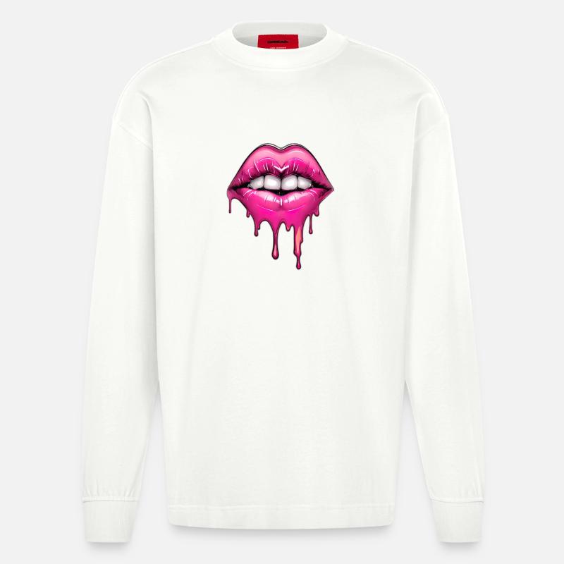 Lips - Heavyweight Oversized Organic Longsleeve Shirt Made in EU - OFF WHITE