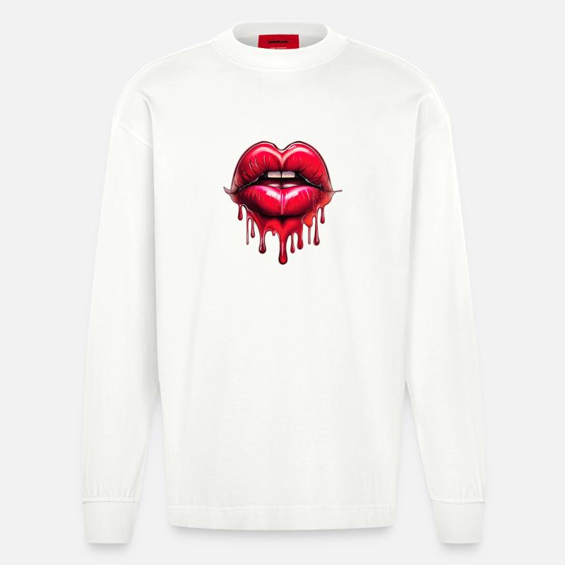 Lips - Heavyweight Oversized Organic Longsleeve Shirt Made in EU - OFF WHITE