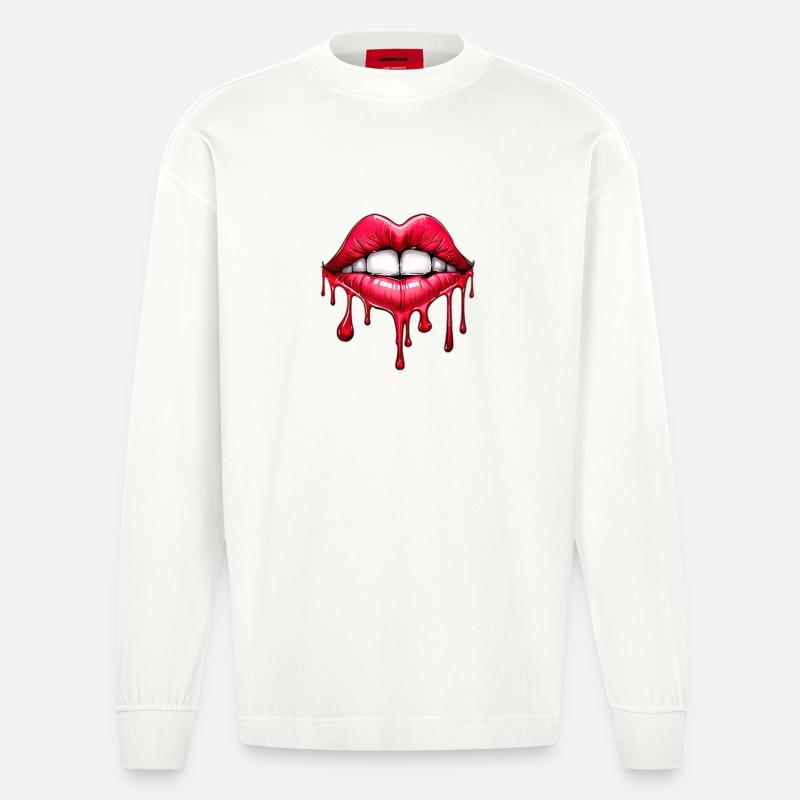 Lips - Heavyweight Oversized Organic Longsleeve Shirt Made in EU - OFF WHITE