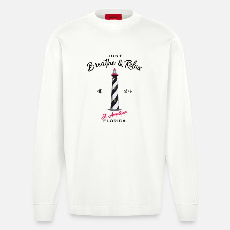 Florida, Leuchtturm St. Augustine - Heavyweight Oversized Organic Langarmshirt Made in EU - OFF WHITE