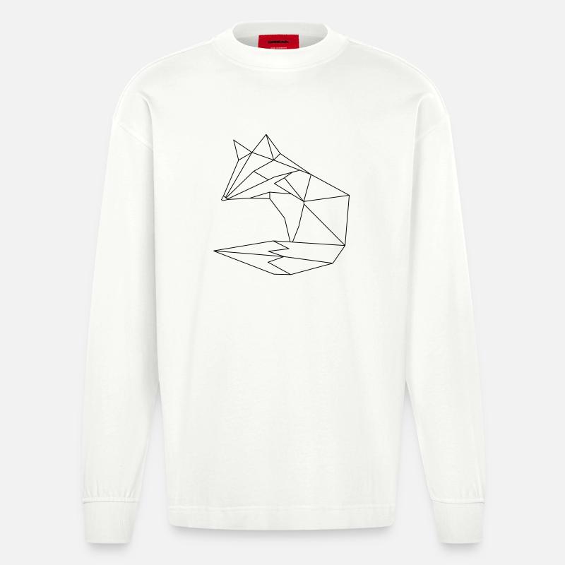 Fuchs im ORGAMI style Liniar - Heavyweight Oversized Organic Langarmshirt Made in EU - OFF WHITE