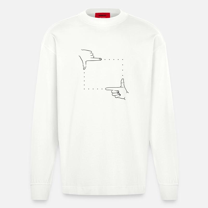 Handzeichen Bildausschnitt - Heavyweight Oversized Organic Langarmshirt Made in EU - OFF WHITE