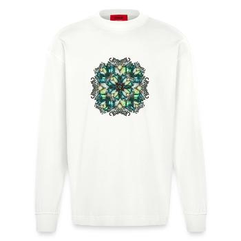 Rosace Art Nouveau en verre transparent - Manches longues bio épais oversize fabriqué en UE - OFF WHITE - Devant