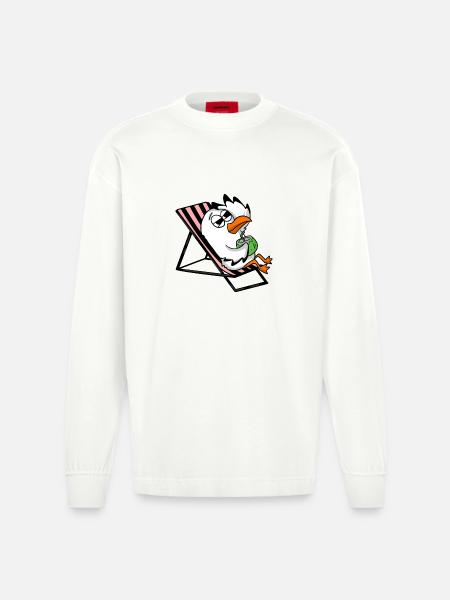 Gull - Heavyweight Oversized Organic Longsleeve Shirt Made in EU - OFF WHITE