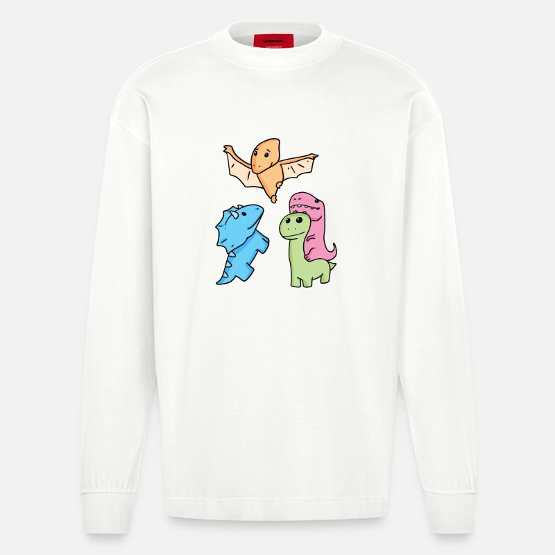 Dinosaure - Manches longues bio épais oversize fabriqué en UE - OFF WHITE