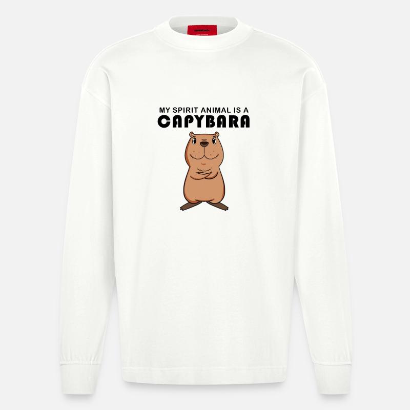 Capybara Capybara Cadeau - Manches longues bio épais oversize fabriqué en UE - OFF WHITE