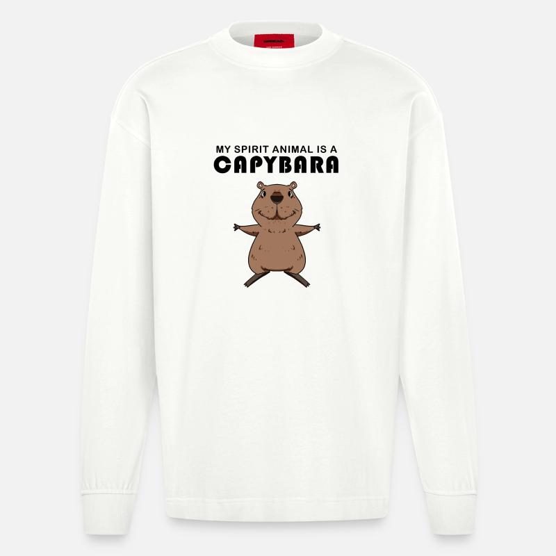 Capybara Capybara Cadeau - Manches longues bio épais oversize fabriqué en UE - OFF WHITE