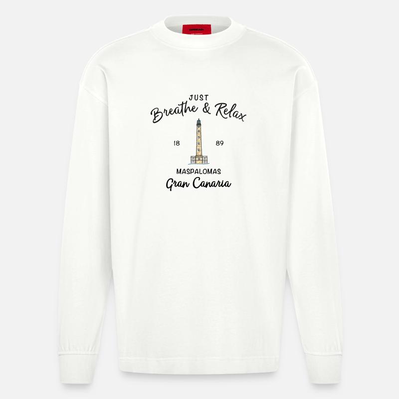 Gran Canaria, Relax, Maspalomas, Espagne - Manches longues bio épais oversize fabriqué en UE - OFF WHITE