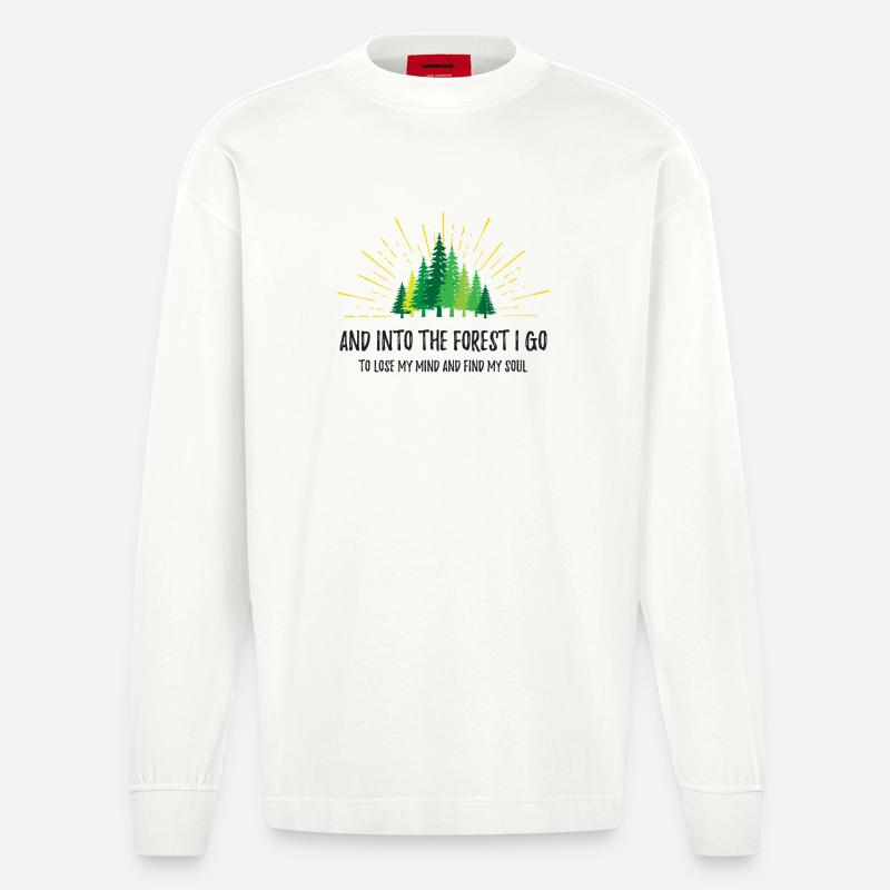 Und in den Wald gehe ich - Heavyweight Oversized Organic Langarmshirt Made in EU - OFF WHITE