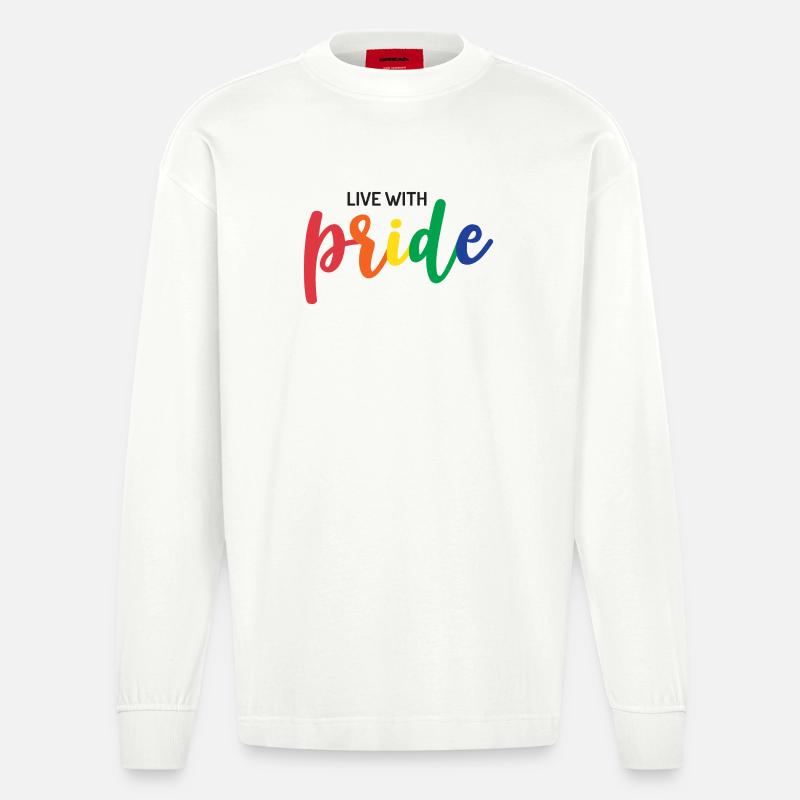 Lebe mit Stolz - Heavyweight Oversized Organic Langarmshirt Made in EU - OFF WHITE