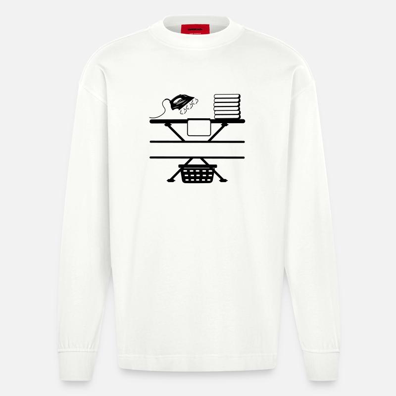 Dampfbügeleisen Paste und Textbanner - Heavyweight Oversized Organic Langarmshirt Made in EU - OFF WHITE