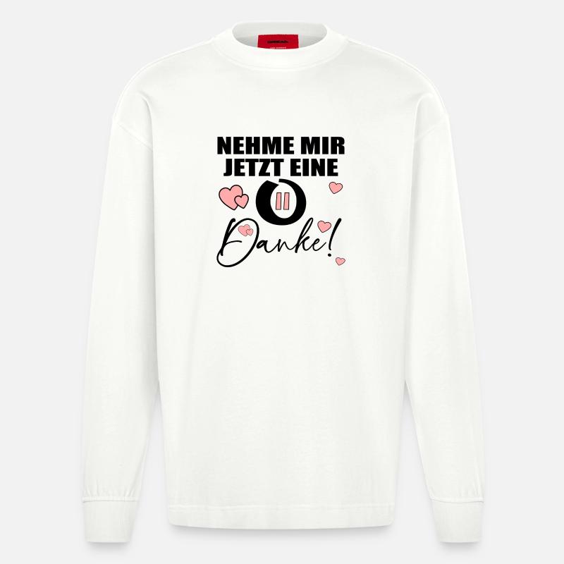 PAUSE - DANKE SPRÜCHE - Heavyweight Oversized Organic Langarmshirt Made in EU - OFF WHITE