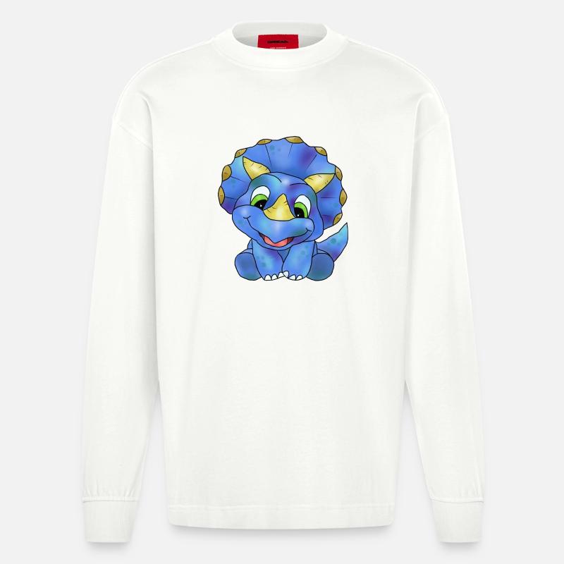 freundlicher Dino - Heavyweight Oversized Organic Langarmshirt Made in EU - OFF WHITE