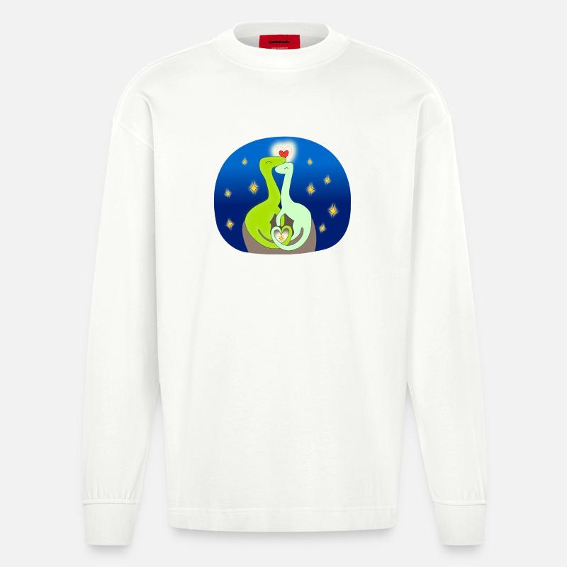 Compsognate in der Liebe - Heavyweight Oversized Organic Langarmshirt Made in EU - OFF WHITE