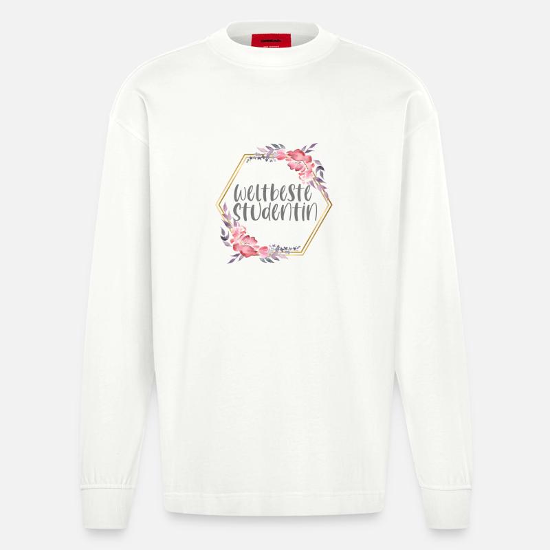 Studentin Studium Mädchen Lernen Geschenk - Heavyweight Oversized Organic Langarmshirt Made in EU - OFF WHITE