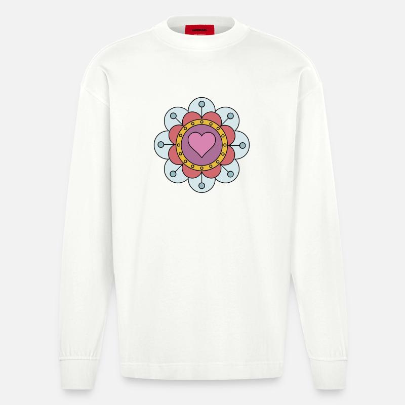 Fleur bohème hippie funky mignonne - Manches longues bio épais oversize fabriqué en UE - OFF WHITE