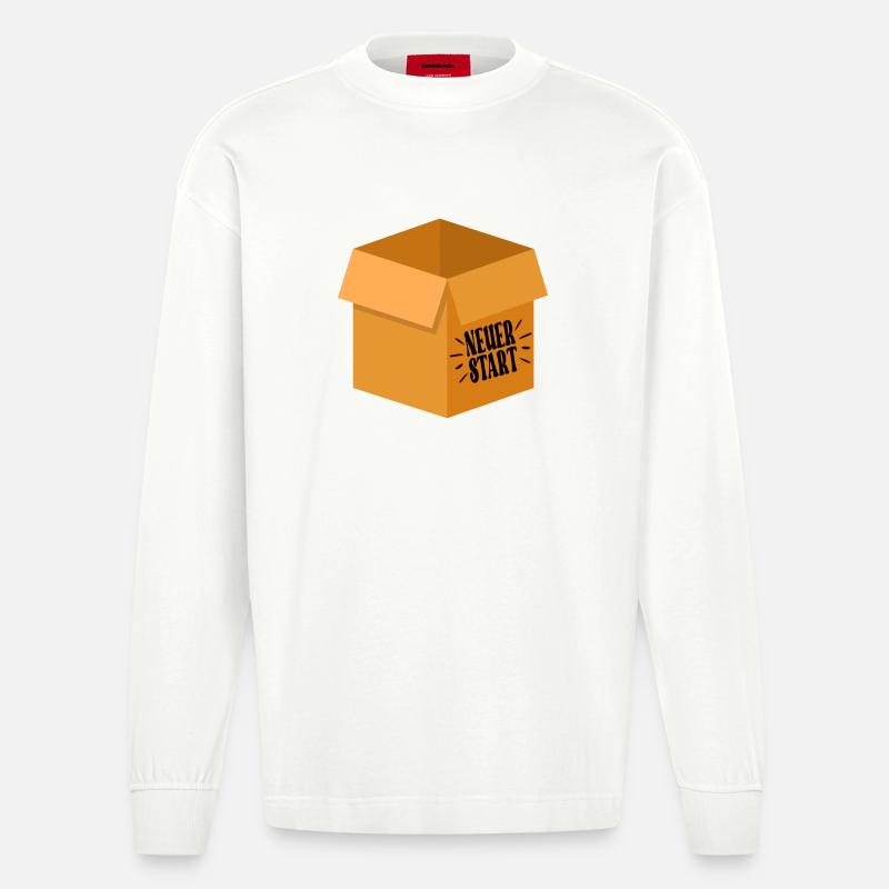 NEUER START - ABSCHIEDSGESCHENKE KARTON - Heavyweight Oversized Organic Langarmshirt Made in EU - OFF WHITE