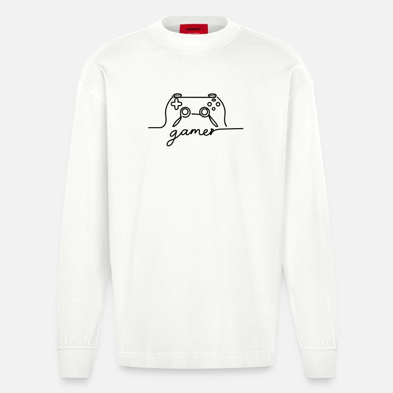 Linear Controller - Gamer - Heavyweight Oversized Organic Longsleeve Shirt Made in EU - OFF WHITE