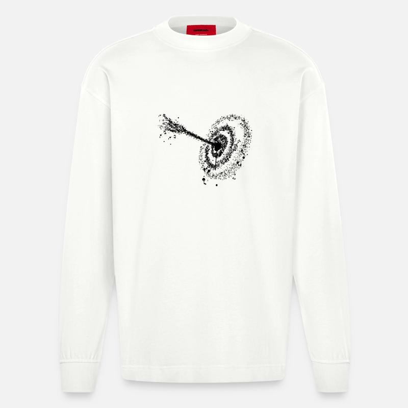 Archery Arrow Target Hand Drawn Drop - Heavyweight Oversized Organic Longsleeve Shirt Made in EU - OFF WHITE