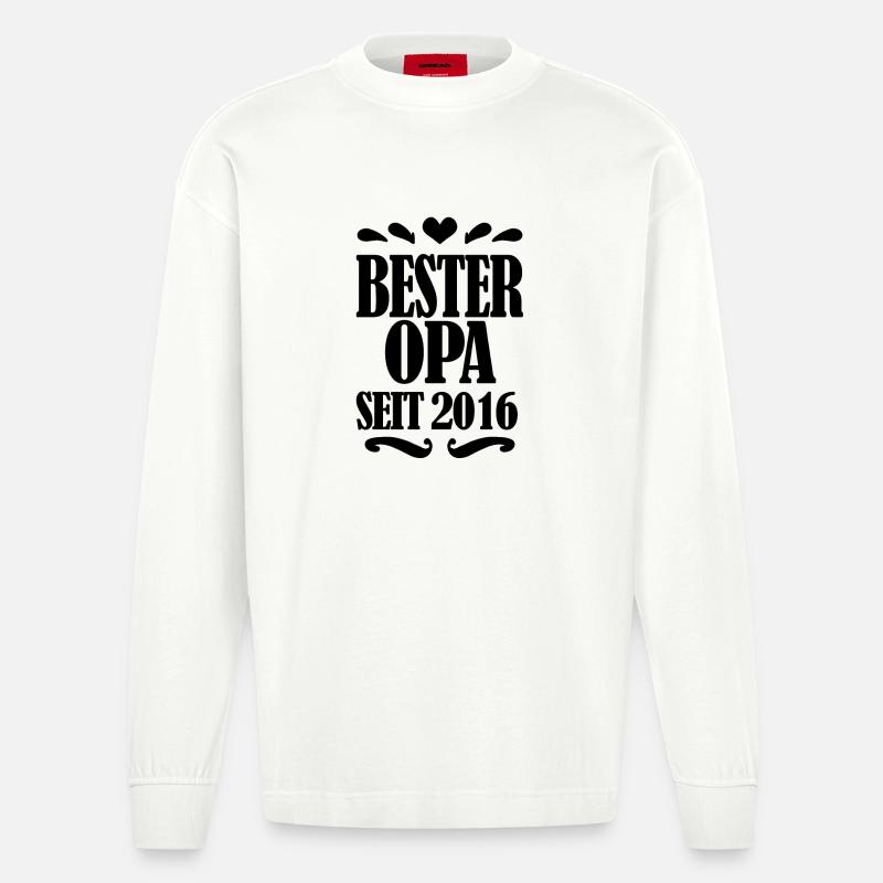 Bester Opa seit 2016 - Opa Geschenkidee - Heavyweight Oversized Organic Langarmshirt Made in EU - OFF WHITE