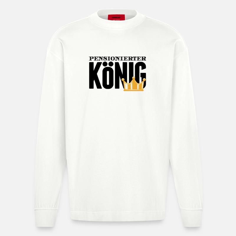 Ruhestand Statement Pensionär Auszeit Abschied - Heavyweight Oversized Organic Langarmshirt Made in EU - OFF WHITE