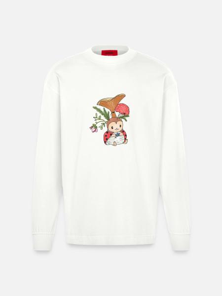 Marienkäfer unterm Pilz - Heavyweight Oversized Organic Langarmshirt Made in EU - OFF WHITE