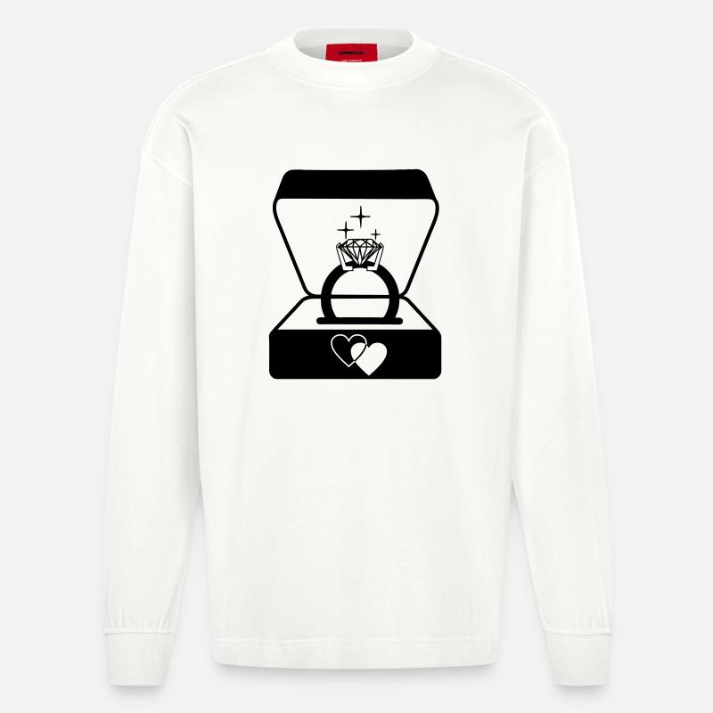 Juwelier Ehering in Box - Heavyweight Oversized Organic Langarmshirt Made in EU - OFF WHITE