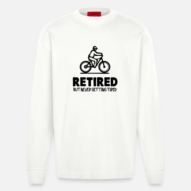 Rentner Ruhestand Statement Lebensabend Pensionist - Heavyweight Oversized Organic Langarmshirt Made in EU - OFF WHITE
