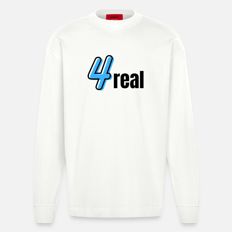 Neon Vier Typografie - Heavyweight Oversized Organic Langarmshirt Made in EU - OFF WHITE