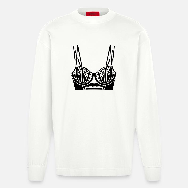 BH-Dessous-Logo für Geschäft oder Verkäufer - Heavyweight Oversized Organic Langarmshirt Made in EU - OFF WHITE
