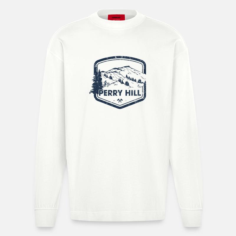 Perry Hill Mountain Trail - Heavyweight Oversized Organic Langarmshirt Made in EU - OFF WHITE