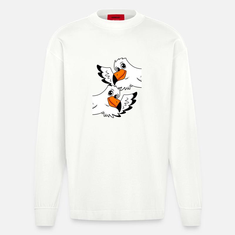 Möwe Gruß Begrüßung - Heavyweight Oversized Organic Langarmshirt Made in EU - OFF WHITE