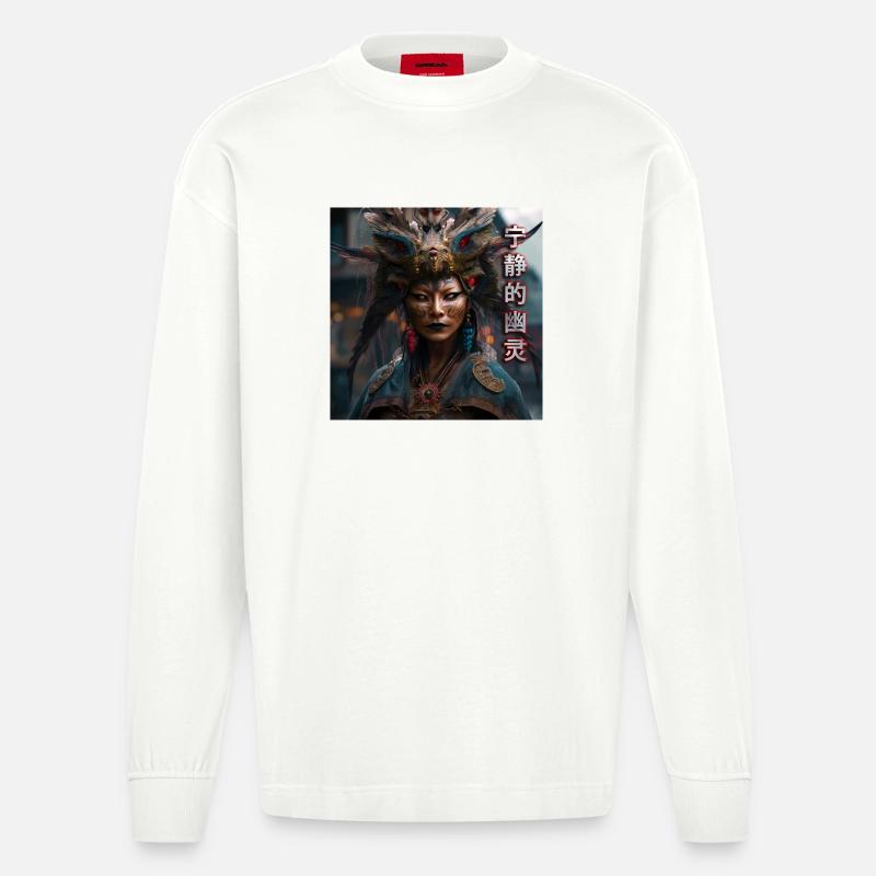 Serene Ghost Tippfehler - Heavyweight Oversized Organic Langarmshirt Made in EU - OFF WHITE
