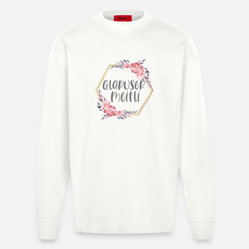 Schweiz Glarus Mädchen Heimat Geschenk - Heavyweight Oversized Organic Langarmshirt Made in EU - OFF WHITE