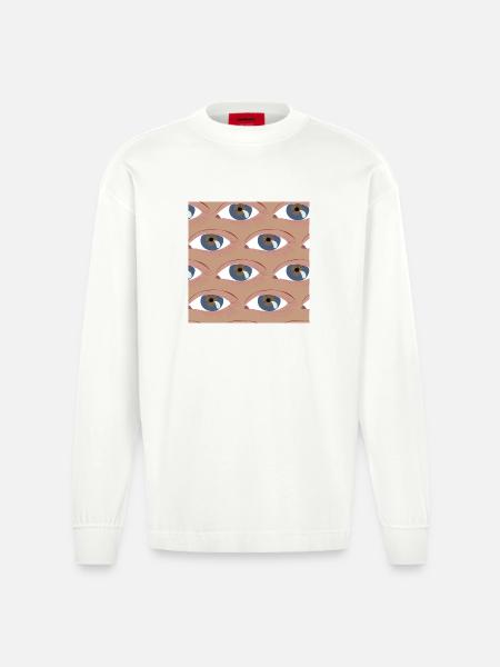 Les yeux alignés - Manches longues bio épais oversize fabriqué en UE - OFF WHITE