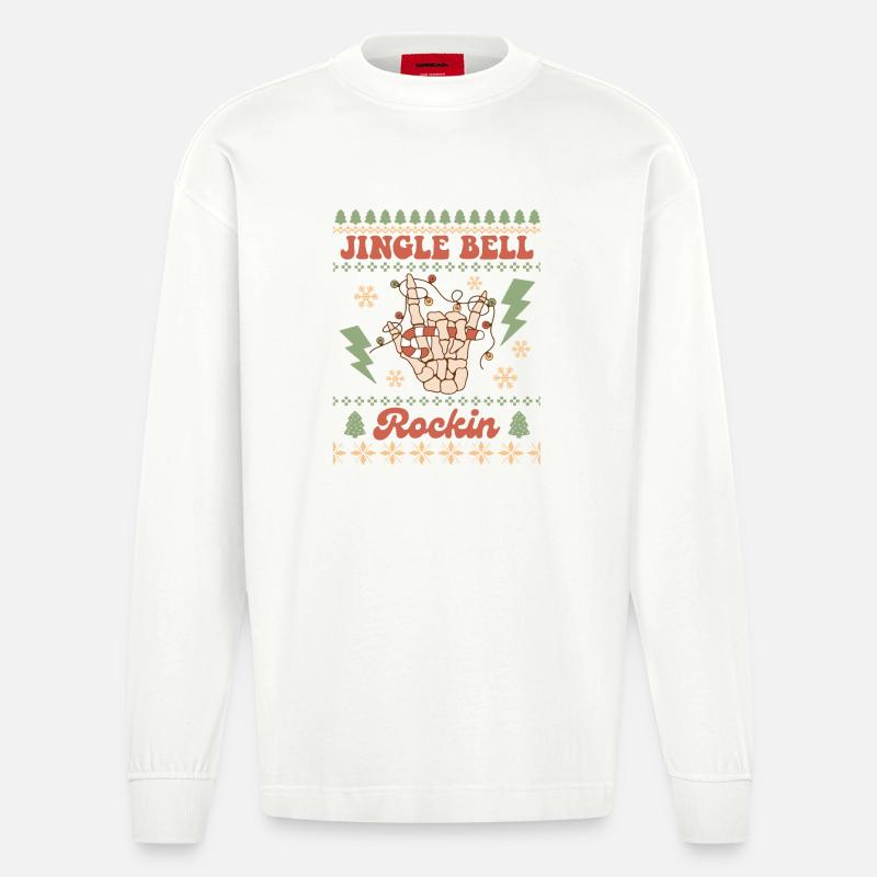 Hässlicher Weihnachtspullover - Heavyweight Oversized Organic Langarmshirt Made in EU - OFF WHITE