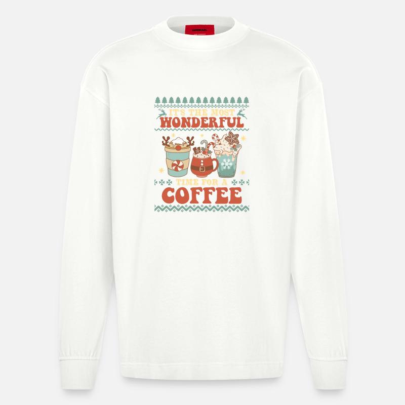 Hässlicher Weihnachtspullover - Heavyweight Oversized Organic Langarmshirt Made in EU - OFF WHITE