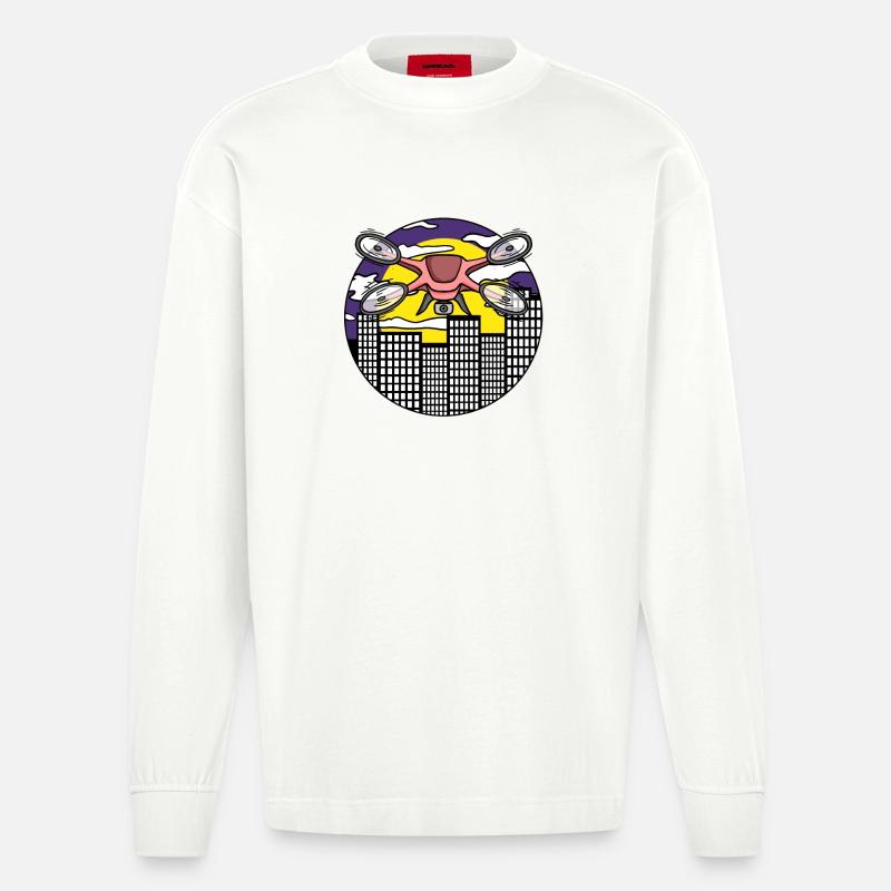 Drone Drone Drones - Manches longues bio épais oversize fabriqué en UE - OFF WHITE