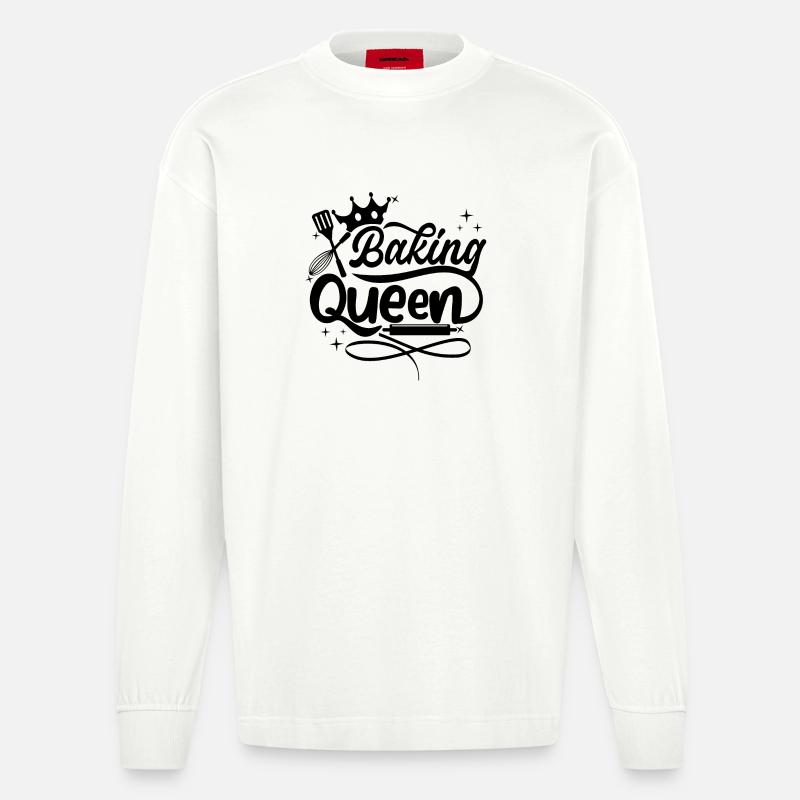 Baking Queen - Heavyweight Oversized Organic Langarmshirt Made in EU - OFF WHITE