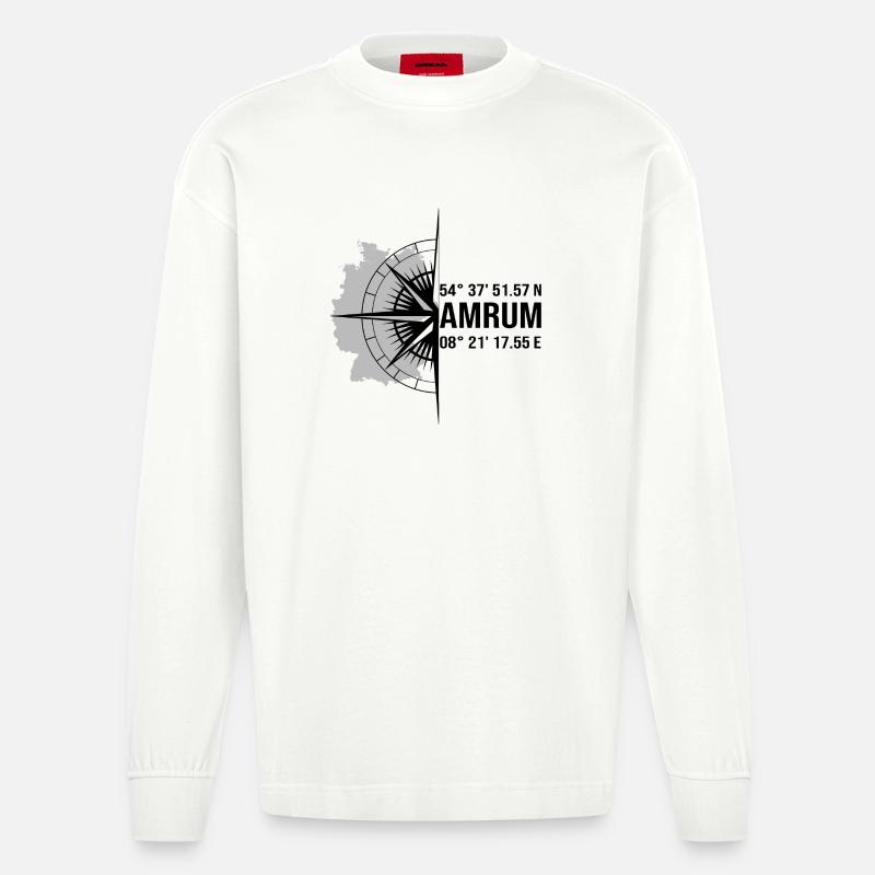 Halbierter Amrum schwarz - Heavyweight Oversized Organic Langarmshirt Made in EU - OFF WHITE