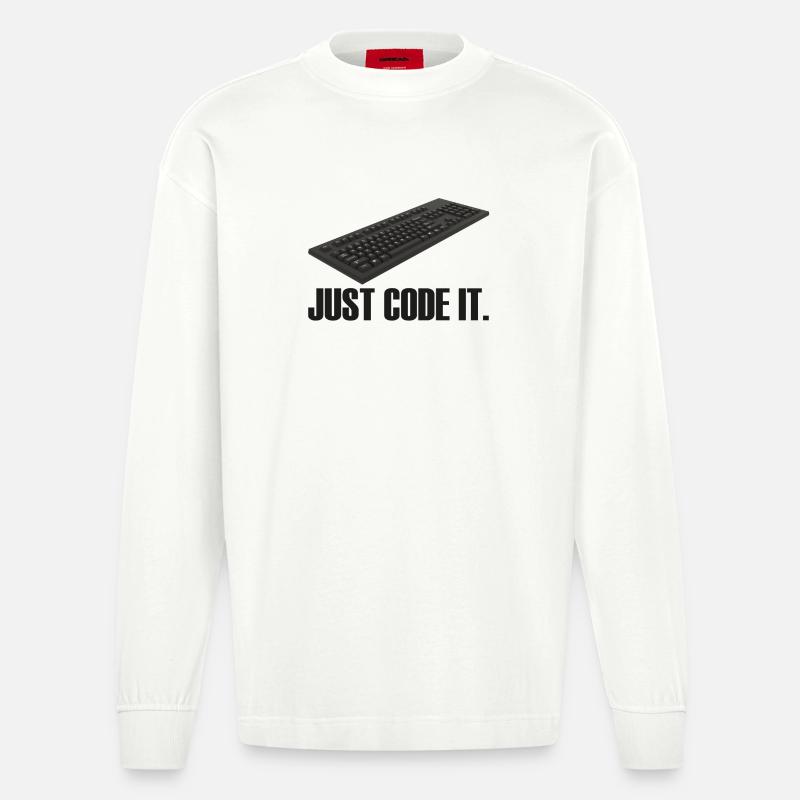 Just Code it - Heavyweight Oversized Organic Longsleeve Shirt Made in EU - OFF WHITE