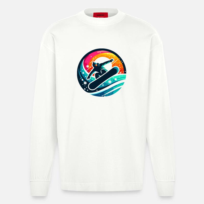 Vibrations de l'Évolution du Snowboard - Manches longues bio épais oversize fabriqué en UE - OFF WHITE