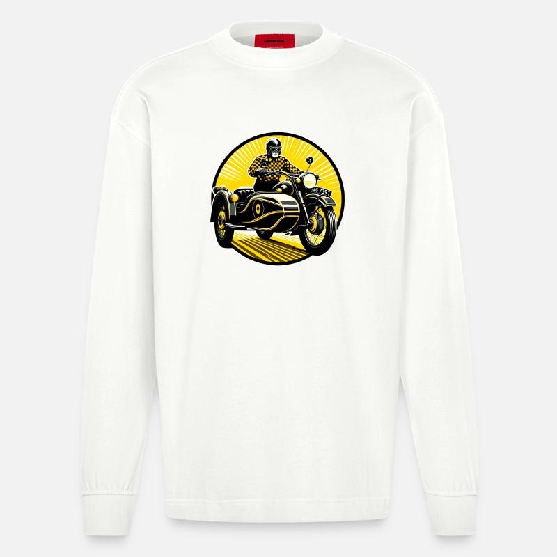 Gespannfahrer in der Sonne - Heavyweight Oversized Organic Langarmshirt Made in EU - OFF WHITE