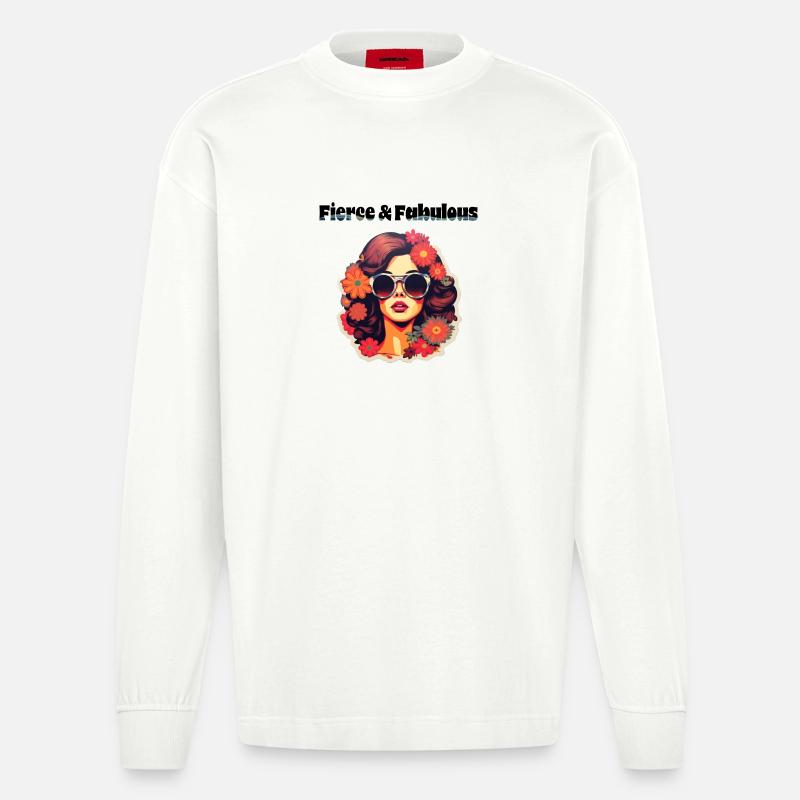 Féroce et fabuleux - Manches longues bio épais oversize fabriqué en UE - OFF WHITE