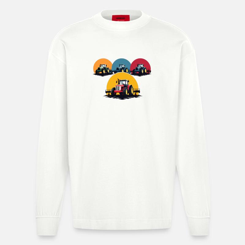 Bauer Traktor - Heavyweight Oversized Organic Langarmshirt Made in EU - OFF WHITE